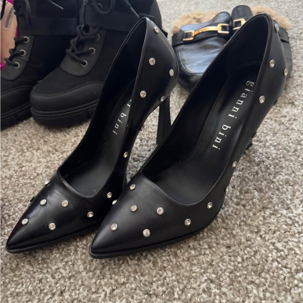 Gianni Bini Black Heels with Silver Studs